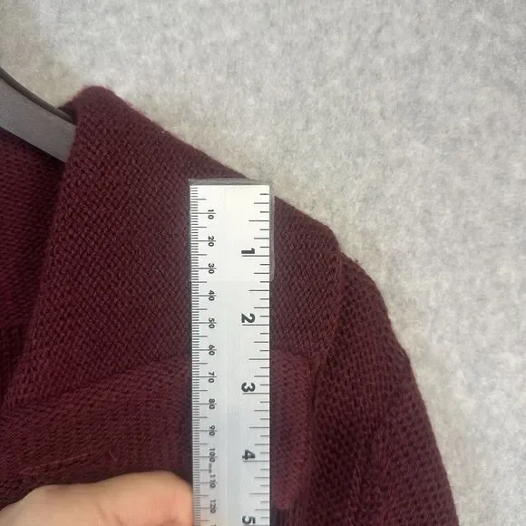 Effeci Womens Sweater Cardigan Medium Maroon Cable Knit Button Wide CollarNWT - Picture 6 of 11